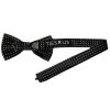 Hand Made Black And White Polka Dot Mens Bow Tie and Pocket Square Set