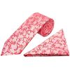 Bright Red Floral Classic Men's Tie and Pocket Square Set