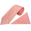 Plain Pink Textured Silk Classic Men's Tie and Pocket Square Set