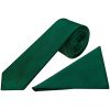 Plain Bottle Green Satin Skinny Boys Tie and Pocket Square Set