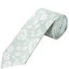 Duck Egg with White Floral Silk Classic Tie and Pocket Square Set