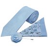 Classic Dusty Blue Mens Tie with Pocket Square and Lapel Pin Set