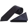 Navy Blue and White Polka Dot Classic Men's Tie Pocket Square Set