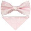 Pre Tied Blush Pink Paisley Boys Bow Tie and Pocket Square Set