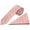 Rose Gold Large White Spot Skinny Men's Tie and Pocket Square Set