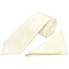 Plain Off White Satin Classic Men's Tie and Pocket Square Set