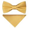 Pre Tied Caramel Satin Boys Bow Tie and Pocket Square Set Age 4-7