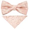 Pre Tied Rose Quartz Floral Boys Bow Tie and Pocket Square Set