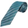 Mens Teal Textured Stripe Silk Classic Tie Pocket Square and Cufflinks Box Set