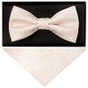 Blush Textured Floral Mens Bow Tie and Pocket Square Set