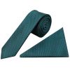 Teal Textured Skinny Tie and Pocket Square Set