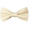Pre Tied Ivory Satin Boys Bow Tie and Pocket Square Set