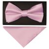 Plain Light Dusty Pink Handmade Mens Bow Tie and Pocket Square Set