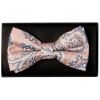 Pink and Blue Paisley Handmade Mens Bow Tie and Pocket Square Set