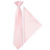 Pre Tied Baby Pink Satin Boys Tie and Pocket Square Set Age 4-7