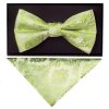 Sage Green Paisley Handmade Mens Bow Tie and Pocket Square