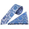 Royal Blue Paisley Skinny Men's Tie and Pocket Square Set
