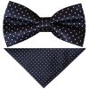 Pre Tied Navy and White Polka Dot Boys Bow Tie and Pocket Square Set Age 4-7