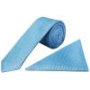 Blue Textured Skinny Tie and Pocket Square Set