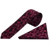 Black with Fuchsia Floral Skinny Boys Tie and Pocket Square Set