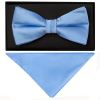 Plain Steel Blue Satin Handmade Mens Bow Tie and Pocket Square Set