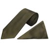 Plain Leaf Green Satin Classic Men's Tie and Pocket Square Set