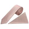 Plain Rose Gold Textured Silk Skinny Men's Tie and Pocket Square Set