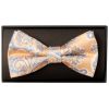 Peach and Blue Paisley Handmade Mens Bow Tie 