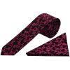 Black with Fuchsia Floral Skinny Men's Tie and Pocket Square Set