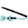 Plain Aqua Handmade Satin Mens Bow Tie and Pocket Square Set