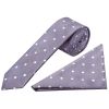 Mauve Large White Spot Skinny Men's Tie and Pocket Square Set