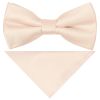 Pre Tied Blush Satin Boys Bow Tie and Pocket Square Set