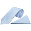Plain Light Blue Silk Classic Men's Tie and Pocket Square Set