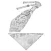 Silver Paisley Men's Cravat Tie and Pocket Square Set