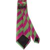 Pink and Lime Striped Classic Men's Tie and Pocket Square Set