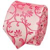 Light Coral Pink Floral Skinny Men's Tie