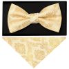 Caramel Paisley Handmade Mens Bow Tie and Pocket Square Set