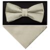 Plain Dusty Sage Satin Handmade Mens Bow Tie and Pocket Square Set