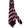 Black and Pink Striped Classic Men's Tie and Pocket Square Set