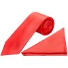 Plain Coral Pink Satin Classic Men's Tie and Pocket Square Set
