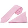 Pink and White Polka Dot Skinny Men's Tie Pocket Square Set