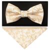 Caramel Floral Handmade Mens Bow Tie and Pocket Square Set