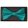 Plain Teal Handmade Mens Bow Tie and Pocket Square Set