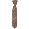 Pre Tied Light Brown Check Tweed Boys Tie Age 4-7