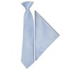 Pre Tied Dusty Blue Satin Boys Tie and Pocket Square Set Age 4-7