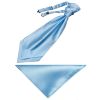 Plain Sky Blue Satin Men's Cravat Tie and Pocket Square Set