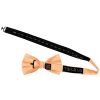 Plain Peach Handmade Mens Bow Tie and Pocket Square Set