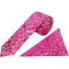 Mens Fuchsia Floral Silk Skinny Tie and Pocket Square