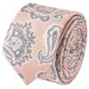 Pink and Blue Paisley Skinny Mens Tie and Pocket Square Set