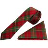 Red and Green Tartan Silk Skinny Boys Tie and Pocket Square Set
